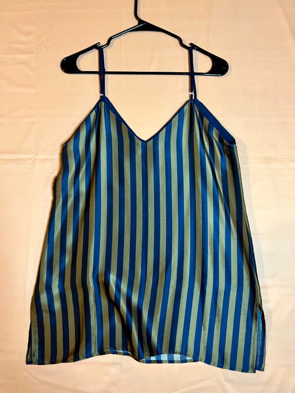 Gold Hawk Blue & Olive Striped Silk Cami - Picture 8 of 8
